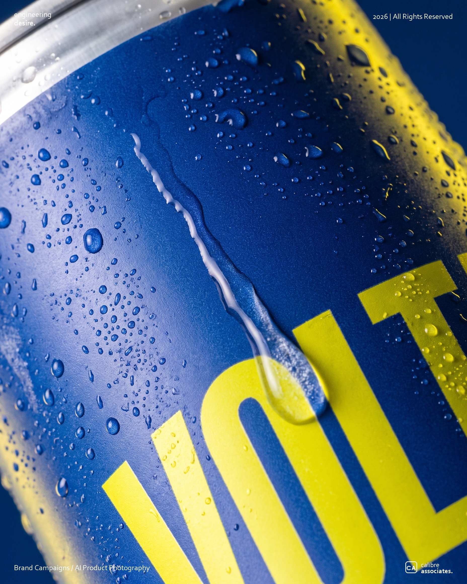 Macro close up of condensation droplets on the Volta can