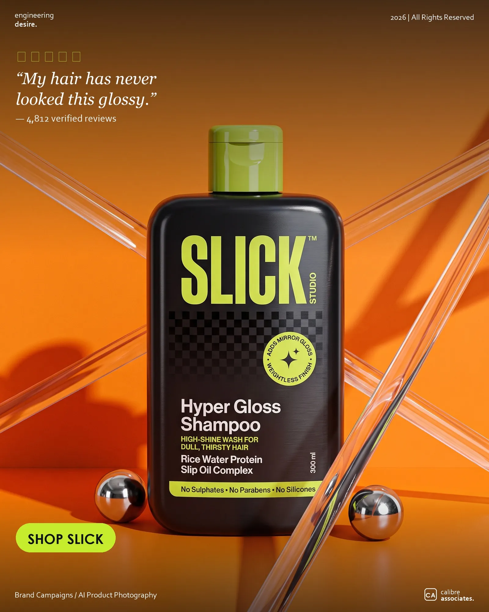 Bottom of funnel Slick ad built around a five star customer review