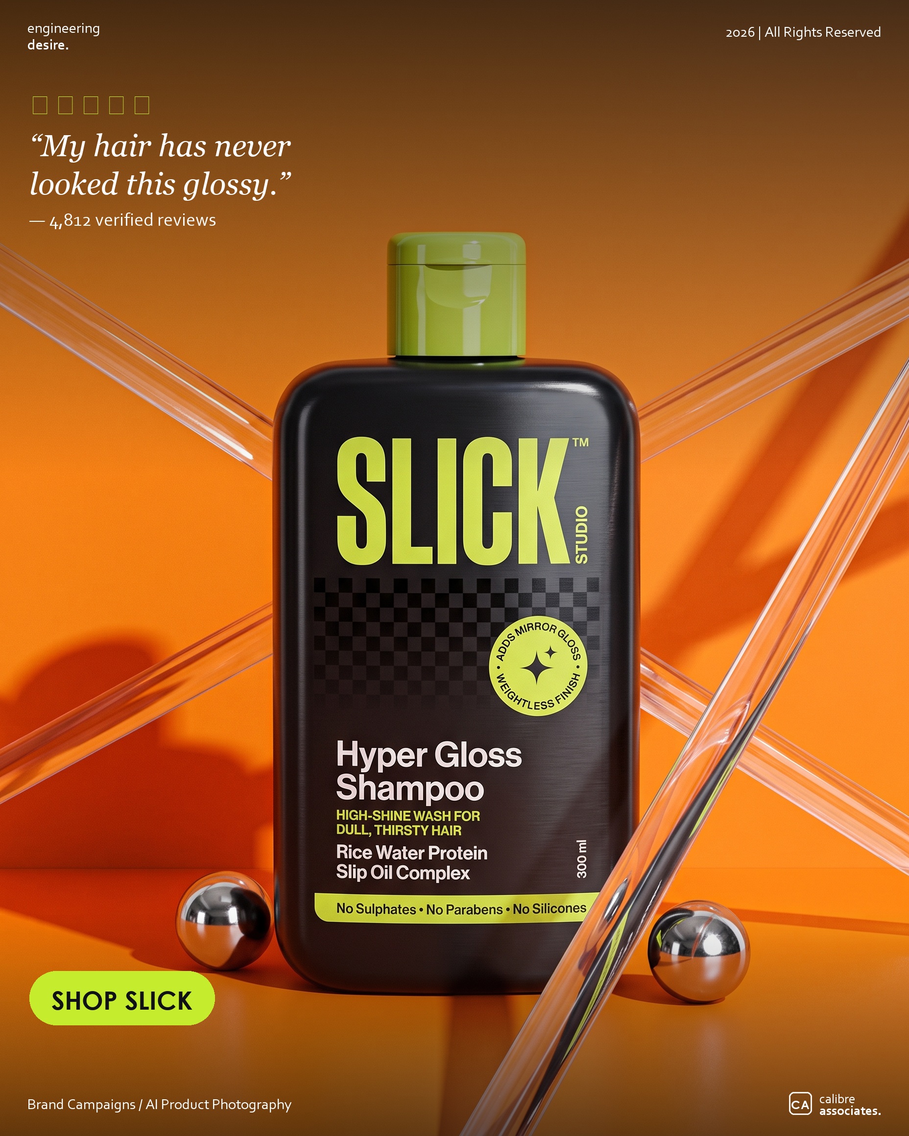 Bottom of funnel Slick ad built around a five star customer review