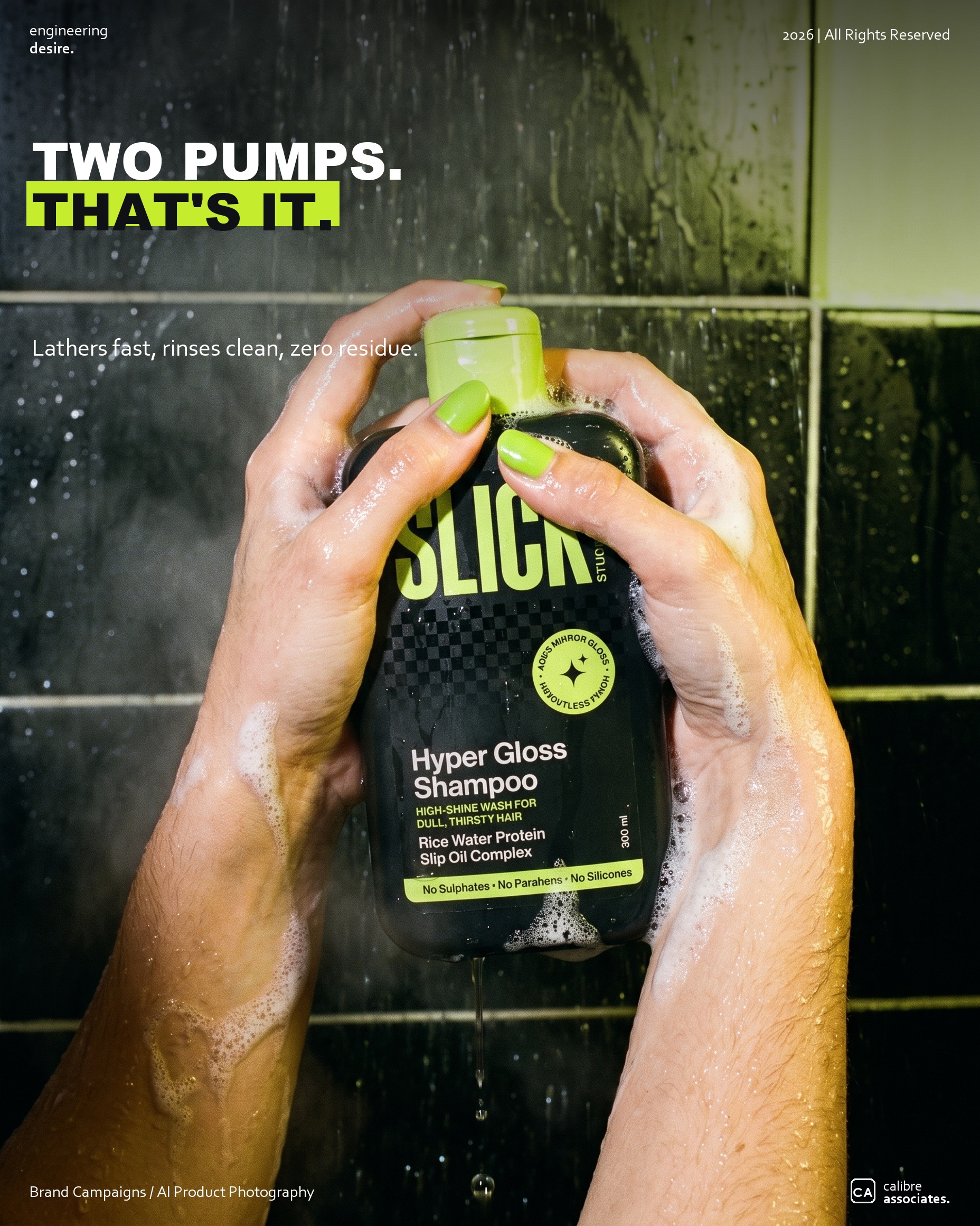 Middle of funnel Slick ad explaining the two pump usage routine