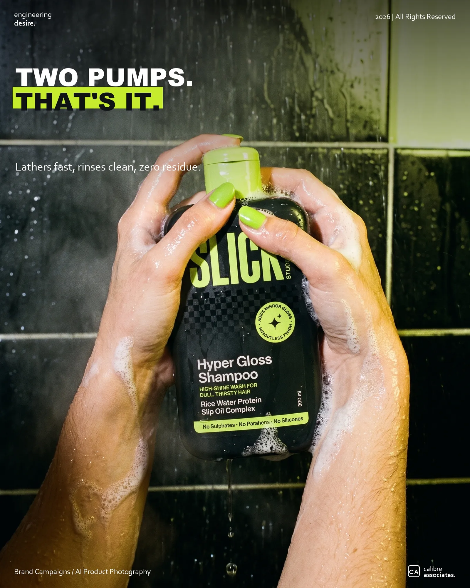 Middle of funnel Slick ad explaining the two pump usage routine