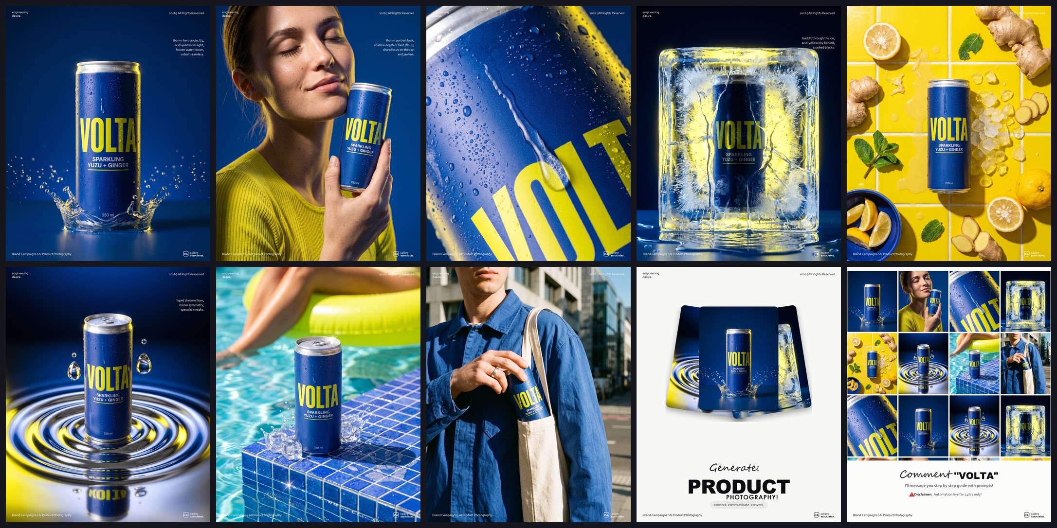 Full contact sheet of the Volta campaign photography set