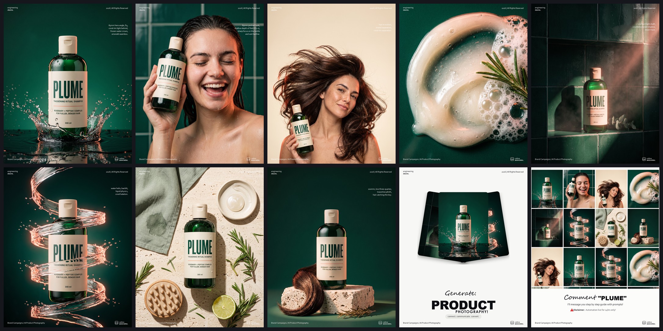 Full contact sheet of the Plume campaign photography set