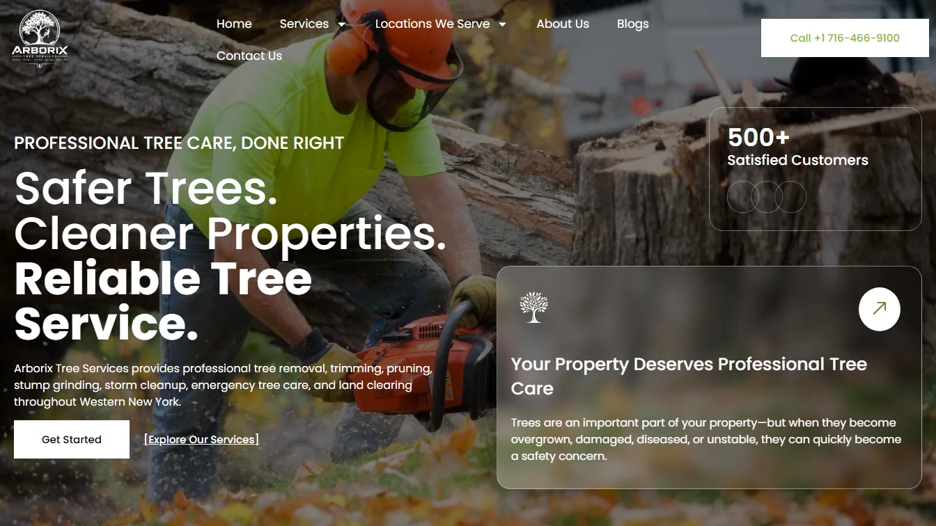 Arborix Tree Services website homepage design by Calibre Associates