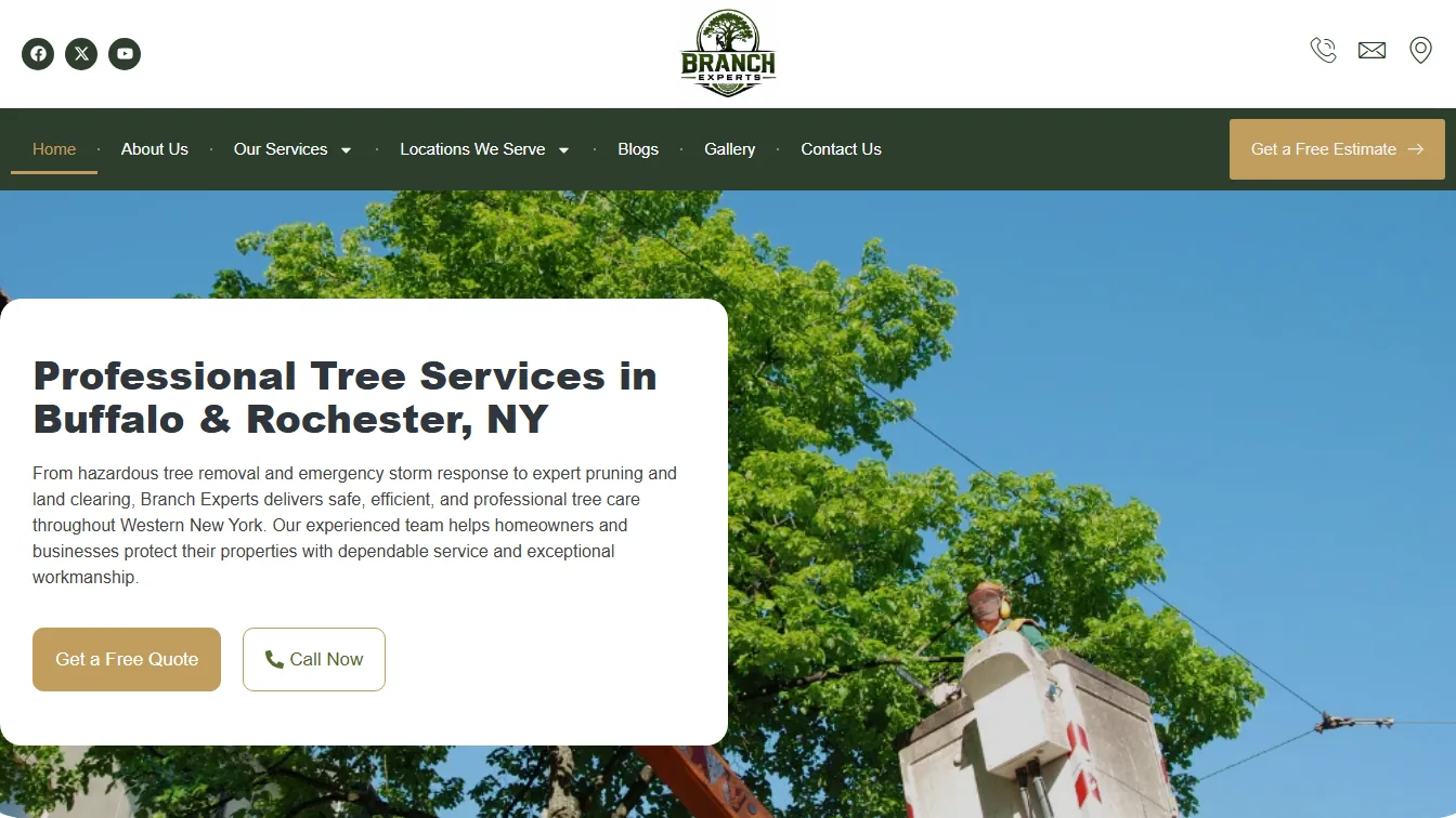 Branch Experts Rochester website homepage design by Calibre Associates